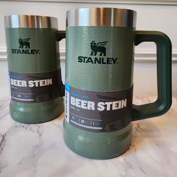 NIB SET OF TWO Stanley Adventure Big Grip Beer Stein Hammertone Green 24 oz - Picture 7 of 7